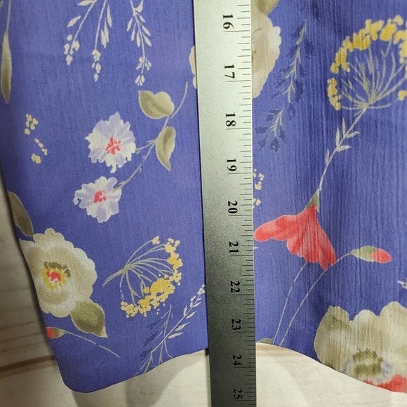 Vintage Alfred Dunner Blouse Womens 14 90s Purple Button Tie Floral Collar Retro - Picture 7 of 8